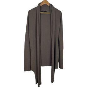 Jarbo Cardigan Womens Medium 36 Taupe Open‎ Knit Draped Lightweight Quiet Luxury